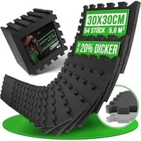 AthleticPro Bodenmatte Fitness [30x30cm] - extra dicke Schutzmatten, in verschiedene Sets (30x30x1,2cm), 54 Stück, Rutschfest, leicht zu reinigen, EVA-Steckmatten