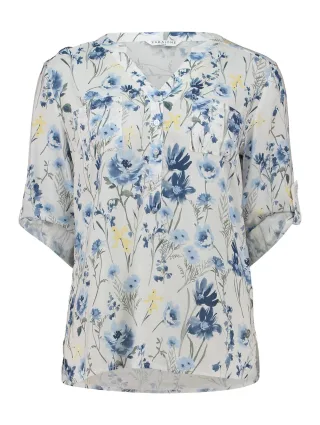Zabaione - Blouse El44ara p5024 blue flower - Gr. - M