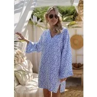 SASSYCLASSY Minikleid Kurzes Beachkleid für Damen Lockeres Minikleid mit floralem Mandala-Print und weiten Ärmeln