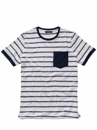 Mey & Edlich Herren Breton-T-Shirt Blau 100 % Baumwolle