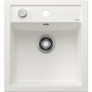 Blanco Spüle 517160 46,5 x 51 cm, PuraDur weiß, Ablauffernbedienung mit Drehbetätigung