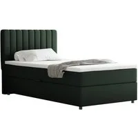 Homesy Boxspringbett EVEREST – Komfortables Einzelbett im modernen Trenddesign (Bett inkl. einem Bettkasten und Topper), Große Auswahl an Polsterfarben
