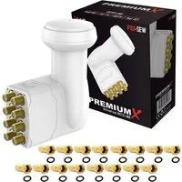PremiumX Octo LNB weiß SAT für 8 Teilnehmer DVB-S2 HD 4K inkl. 16x F-Stecker Monoblock-LNB