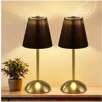 ZMH LED Tischleuchte 2er Set Akku Touch Nachttischlampe - Dimmbar 3 Farbtemperature mit USB, 3000-6500K