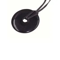 Firetti Kette mit Anhänger Schmuck Geschenk Donut, Made in Germany - mit Onyx, Aventurin, Dalmatiner Jaspis oder Obsidian