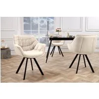 riess-ambiente Polsterstuhl THE DUTCH COMFORT champagner beige/schwarz - Samt, Metallbeine, Retro (Einzelartikel, 1 St), Drehstuhl mit Auto Return Funktion - ideal f. Küche, Wohn- & Esszimmer