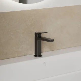 KLUDI-X3 Waschtischarmatur 422883981 mit Push-Open Ablaufgarnitur, schwarz matt
