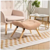 HOMCOM Fußhocker Hocker mit weichem Sitzkissen mit Berberfleece-Stoff Ottoman (Sitzhocker, 1 St., Polsterhocker), für Wohnzimmer, Schlafzimmer, 67 x 45 x 38 cm, Braun
