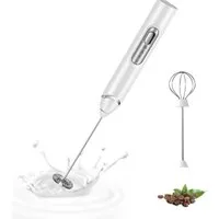 KINSI Milchaufschäumer Milchaufschäumer Elektrisch, USB Wiederaufladbar für Latte Matcha, 2,5 W, 2 Rührköpfe, 3 Geschwindigkeitsstufen