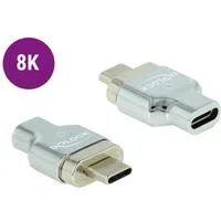 USB 3.2 Gen 2 Magnetischer Adapter, USB-C Stecker > USB-C Buchse silber, 8K 30Hz, Thunderbolt 3, PD, Laden mit bis zu 100 Watt
