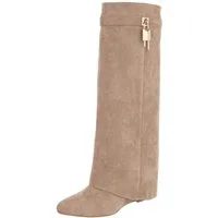 Ital-Design Damenstiefel mit hohem Schaft und Schmuckdetail Keilstiefel (92125454) Keilabsatz/Wedge Stiefel in Hellbraun