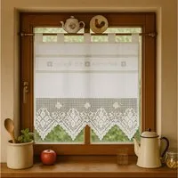 HOSSNER - ART OF HOME DECO Scheibengardine 40x50 cm (1 St), Schlaufen, blickdicht, Baumwolle, Vintage, Romantische Stickerei