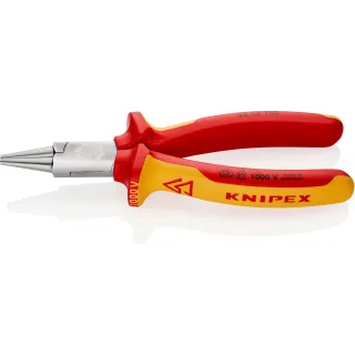KNIPEX Rundzange 160 mm verchromt isoliert mit Mehrkomponenten-Hüllen, VDE-geprüft - 2206160