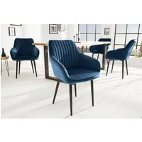 riess-ambiente Polsterstuhl TURIN königsblau / schwarz (Einzelartikel, 1 St), Esszimmer · Samt · Metall · mit Armlehne · Retro Design
