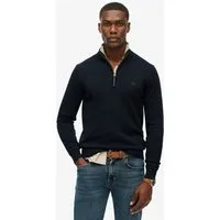 Superdry Troyer ESSENTIALS COTTON HALF ZIP aus Baumwolle, Slim Fit, hochschließender Kragen mit Reißverschluss