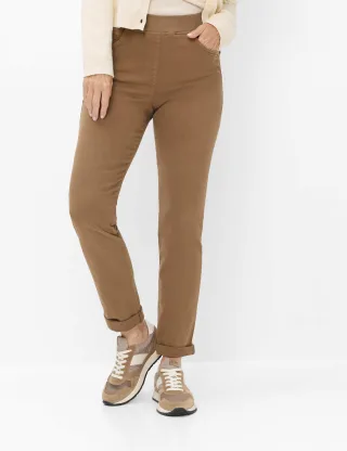 Raphaela by Brax Damen Five-Pocket-Hose Style PAMINA OLIO, denim hellbraun, Gr. 50K