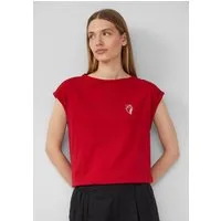 s.Oliver Kurzarmshirt T-Shirt Relaxed-Fit-Shirt mit Print und überschnittenen Schultern