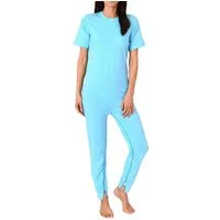 Normann Pyjama Damen kurzarm Pflegeoverall mit langen Bein und 2 Reissverschlüssen
