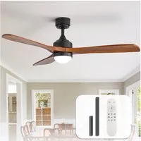 Sofucor Deckenventilator mit LED-Licht – Massivholzflügel & leiser Gleichstrommotor, ⌀ 132 cm, dimmbare Farbtemperatur, Timer & Winter-Sommer-Funktion