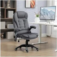 Vinsetto Schreibtischstuhl Ergonomischer Chefsessel mit Heiz-/Liegefunktion u. Computerstuhl (Massagesessel, 1 St), für Wohnbereich, Dunkelgrau