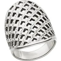 JOBO Fingerring breit, Edelstahl mit Gitter-Struktur