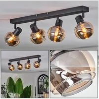 hofstein Deckenleuchte Deckenlampe aus Metall/Glas in Schwarz/Bernsteinfarben/Rauchfarben, ohne Leuchtmittel, modernen Retro/Vintage-Design Leuchte, Glasschirme Ø 10,5 cm, 4 x E14