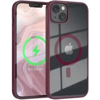 EAZY CASE Handyhülle Transparente Hülle mit MagSafe für iPhone 14 Plus 6,7 Zoll, Back Cover Slimcover mit Displayschutz, Magsafefunktion, Bumper, Beere