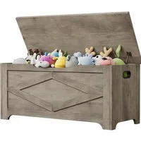 GarveeMore Sitztruhe 100cm,Aufbewahrungsbank aus Holz mit Sicherheitsscharnieren, große Spielzeugtruhe für Eingangsbereich,Wohnzimmer,Schlafzimmer