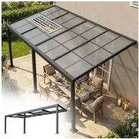Juskys Terrassendach Jakarta, BxT: 600x300 cm, mit Schiebefenster, inkl. Fallrohr und Fußboden-Verankerung