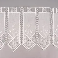 SCHÖNER LEBEN. Meterware Scheibengardine nähfrei Häkelei Stickerei Blätter ecru 30cm, leicht perforiert, Stickerei/Stickstoff, bestickt, pflegeleicht