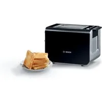 BOSCH Toaster Styline TAT8613N, integrierter Brötchenaufsatz, Liftfunktion, 860 W, Auftaufunktion, Abschaltautomatik, Brotzentrierung, Edelstahl/schwarz