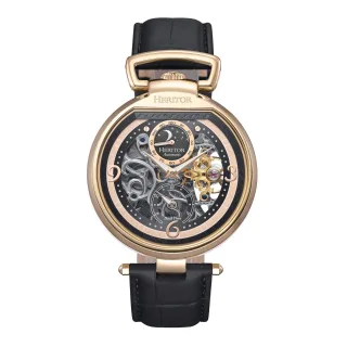 Heritor Automatische Lincoln-Skelettuhr mit Lederarmband und Mondphase