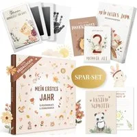 Eulentaler Tagebuch I Babyalbum Geschenkset 3in1 I Album, Meilensteinkarten & Abdruckset, für das erste Jahr, von Pädagogen gestaltet