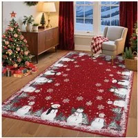 GarveeMore Teppich Roter Schneemann-Teppich – weich, waschbar, für Wohnzimmer, Höhe: 5 mm