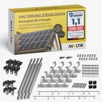 avoltik Solarmodul-Halterung Halterung Ziegeldach Montageset Dach Befestigung f 4 Solarmodule, (Halterung Ziegeldach Montageset Dach Befestigung f 4 Solarmodule, Halterung Ziegeldach Montageset Dach Befestigung f 4 Solarmodule, Das robuste Dach Solar