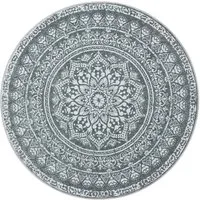 SONGMICS HOME Teppich rund, Wohnzimmerteppich, rutschfester, für Wohnzimmer, Schlafzimmer, 160 cm d, flauschig, Dekoration, maschinenwaschbar, Boho-Stil
