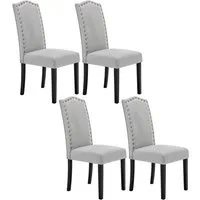 Woltu 4-Fußstuhl (Set, 4 St), Esszimmerstühle mit Rückenlehne, Leinenbezug