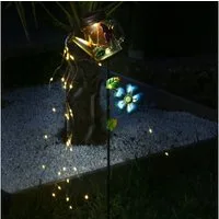MARELIDA LED Solarleuchte Solar Gießkanne Wasserfalleffekt Gartenstecker Solarglas Schmetterling, LED Classic, warmweiß (2100K bis 3000K)