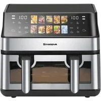 Vankel Heißluftfritteuse 9L, 2000W Dual Airfryer mit 2×4,5L Körben, Sichtfenster & 10 Programmen, 2000 W, Doppelkammer-Fritteuse mit 360° Heißluft, Touchscreen & Timer