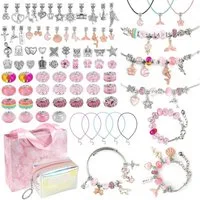 LuxusKollektion Ketten und Armband Set Mädchen Schmuck Basteln DIY Set ab 6-12 Jahre - Charm Armband Kit mit