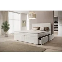 PROMETO Möbel Boxspringbett Doppelbett mit 4 Schubladen, Topper, Kopfteil 180x200cm POSO-Cordstoff, inkl. Taschenfederkern-Matratze (7-Zonen)