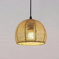 Riserva Hängeleuchte Rattan Pendelleuchte Boho Flechtwerk 20cm Schwarz E27 Hängelampe
