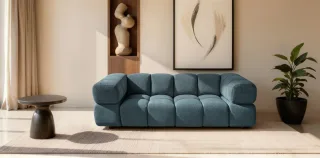 Sofa Designersofa BLANCHE 3-Sitzer in Stoff Puente Türkis