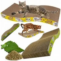 NUXIE Cat Kratzbrett Katzen Kratzbrett aus Wellpappe mit Spielzeug – robust & langlebig., (Umweltfreundlicher Kratzbaum mit integriertem Katzenspielzeug., Kratzmöbel mit Spielzeug für Katzen – langlebig), Langlebiger Kratzbaum aus Wellpappe mit Spiel