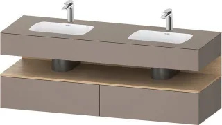 Duravit Qatego Einbauwaschtisch mit Konsolenwaschtischunterbau Basalt Matt 1600x550x600 mm - QA47970 QA4797030430010