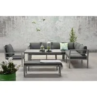 Garden Impressions Gartenlounge-Set Blakes XL rechts anthrazit / Gartenmöbelset, (Set, Alu, Ecklounge, Esstisch, Sessel, Bank, inkl. Auflagen), UV-beständig
