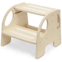 OSTWOLKE Tritthocker mit 2 Stufen Holzhocker für Kinder Montessori Hocker (1 St), Kindertreppchen Schemel für Bad, Küche, Kinderzimmer ab 2 Jahre