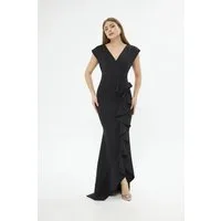 WOMAN VISION Abendkleid Ärmelloses Maxikleid mit Wickelausschnitt