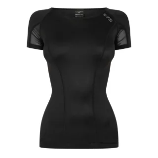 Skins - "Dnamic" Oberteil für Damen, U-Boot-Ausschnitt , Hochleistungsmaterial, Fitnessstudio (Schwarz)