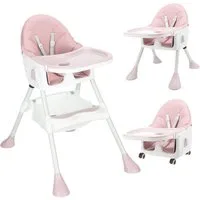 oyajia Kinderstuhl 3-in-1 Kinderstuhl, Kombistuhl, Babystuhl, 7-stufig höhenverstellbar (Verstellbare Kinderstuhl wächst mit Ihrem Kind von 6 Monaten bis 5 Jahren), Babystuhl mit Tablett und 5-Punkt-Gurt, Fußstütze, Einfach zu Reinigen